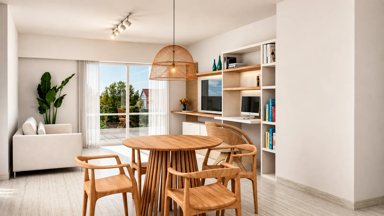 Living + home office diseñado por Mercado Amor